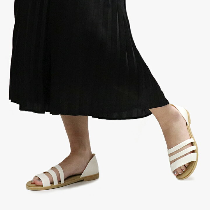楽天市場 クロックス レディース トゥルム オープン フラット オイスター タン Crocs W Tulum Open Flat Sandal Oyster Tan Comfy Comf