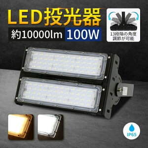 【在庫処分】LED投光器 100W 10000lm MEAN WELL社製電源 LEDライト LED作業灯 屋内屋外 コンセント IP65 防塵防水 防犯 角度調整電球色 昼白色 コンセント 屋外看板照明 業務用 キャンプ場照明 ゴルフ