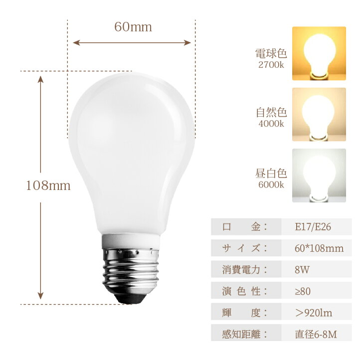 楽天市場】led センサー 電球 E17 E26 人感センサー 電球 人感 電球 LED センサー ライト 2個セット 人感センサー付きLED電球 LED電球 60W形相当 led電球 自動点灯/消灯 工事不要 照明 節電 高輝度長寿命 (CH-NGG-2SET-PR) : コンフィホーム 楽天市場】led センサー 電球 E17 E26 人感センサー 電球 人感 電球 LED センサー ライト 2個セット 人感センサー付きLED電球 LED電球 60W形相当 led電球 自動点灯/消灯 工事不要 照明 節電 高輝度長寿命 (CH-NGG-2SET-PR) : コンフィホーム