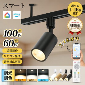スポットライト ダクトレール照明 調光調色 電球付き リモコン ダクトレール用 ライティングレール 1~16個 照明 器具 天井 led 昼白色 電球色 LED搭載 器具一体型 100W相当 天井照明 間接照明 レールライト ダイニング リビング 角度調節