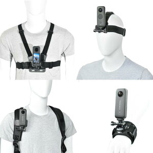 Insta360 X5/X4/X3/Ace Pro/Go3S�p�A�N�Z�T���[�L�b�g - �A�N�V�����J�����`�F�X�g/�o�b�N�p�b�N/�w�b�h�X�g���b�v�}�E���g�o���h�� GoPro Hero 13-10�Ή�