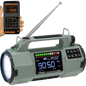ZHIWHIS �h�Ѓ��W�I, FM/AM/�Z�g/���C�hFM�Ή�, Bluetooth/�}�C�N��SD�Đ�, �\�[���[/���/USB-C�[�d, LED�����d���t�� 4000mAh��e�� 2025�V�o��ZWS-908