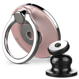 OBLIQ Smart Ring M スマホリング [ マグネット 式 車載ホルダー セット ] [ 360度 回転 ] [ 角度調整 スタンド ] 落下防止 スマートフォン ホールドリング ［ 各種 スマホ 対応 ］