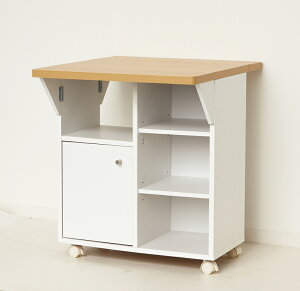 国産バタ式キッチンワゴン 幅60cm ホワイト キャスター付き バタフライ式 キッチンワゴン キッチン収納 カウンターテーブル ダイニングテーブル 食卓 テーブル 折りたたみテーブル 作業台