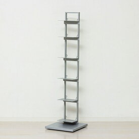 ブックタワーシェルフ グレー キャスター付き 積み重ね ブックスタンド ブックタワー スチール スリム タワー型 縦置き タワーシェルフ マガジンラック ブックラック 見せる収納 リビング収納 書斎 インテリア おしゃれ シンプルモダン ディスプレイ