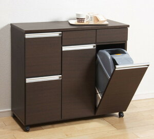 ダイニングダストボックス4D ブラウン ダストボックス ゴミ箱 ごみ箱 キッチン収納 ごみ 分別 大型 キャスター キッチンカウンター リビング キッチンワゴン おしゃれ 送料無料