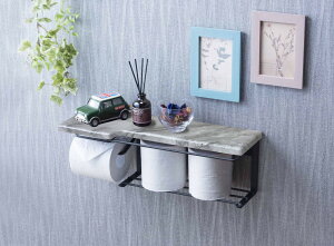 トイレットペーパーホルダー大理石柄 ストックタイプ トイレットペーパー置き 壁掛け ヴィンテージ 収納付き 棚付き タオル掛け