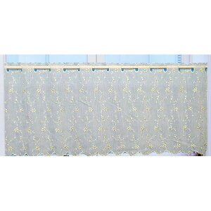 ボイル刺繍 カフェカーテン 小花刺繍カフェ 小窓 グリーン 日焼け防止 間仕切り 北欧 おしゃれ 目隠し シンプル モダン 和室 洋室 寝室 シンプル モダン