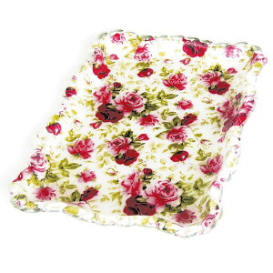 送料無料 フルーツトレー 3サイズ1セット ローズ キッチン お盆 トレー おしゃれ 北欧 花柄 女性 ヨーロピアン 優雅 西洋 かわいい