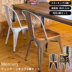 Mercuryヴィンテージチェア 2脚セット レトロ ダイニングチェア 食卓チェア スタッキング おしゃれ キッチン 学習椅子