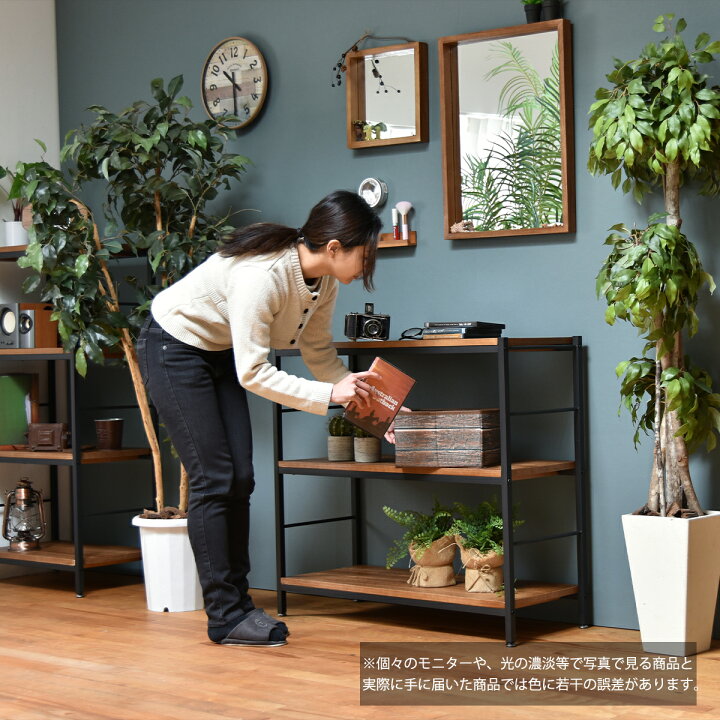 楽天市場】ラック 3段 幅90cm 木製 オープンシェルフ ラック ウッド 