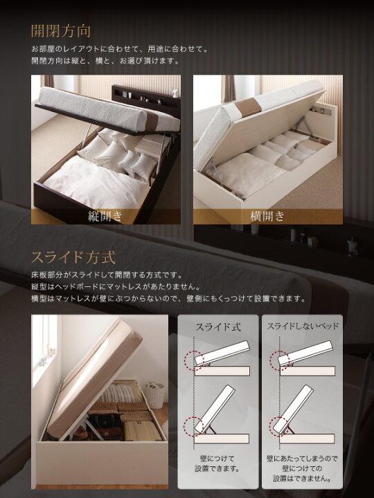 楽天市場】跳ね上げ式ベッド ( セミダブル 薄型スタンダードポケット 