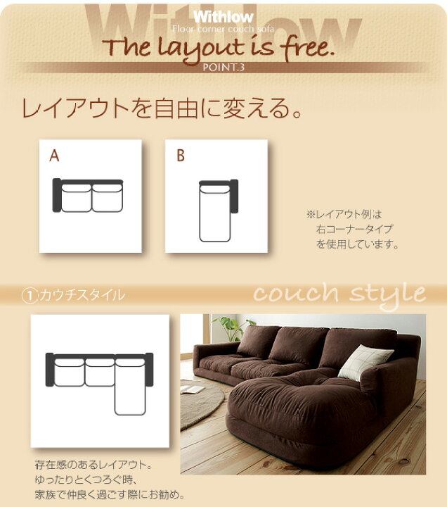 楽天市場】フロアコーナーカウチソファ スエードタイプ 右コーナー 