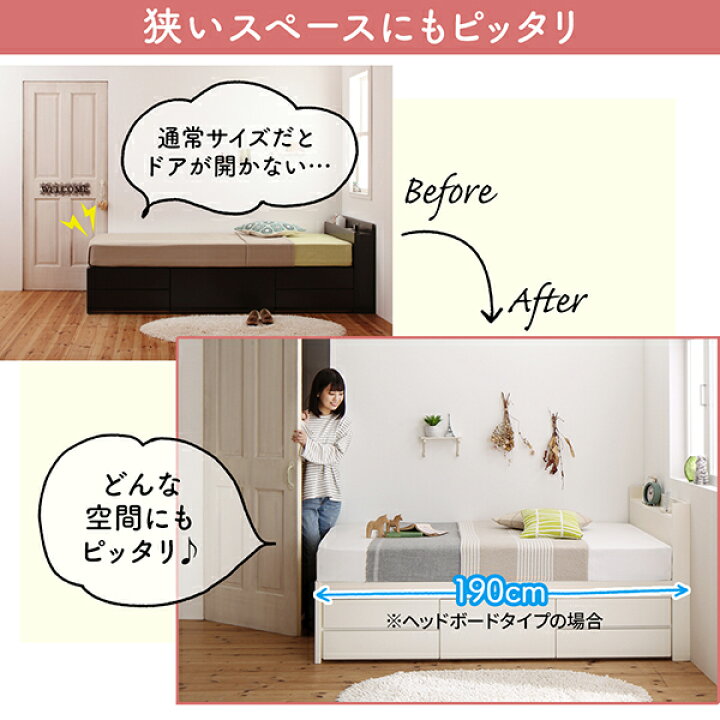 楽天市場】ベッド ヘッドレスタイプ セミシングル マットレス セット 