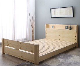 【送料無料】高さ調節可能 頑丈すのこベッド ishuruto イシュルト ベッドフレームのみ セミダブル 棚付き 天然木すのこ