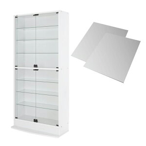 コレクションラック ワイド 本体 (両開きタイプ:背面ミラー2枚セット) 高さ180 奥行29 コレクションケース ディスプレイラック フィギュアケース コレクションボード LEDコレクションラック