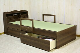 引出し付き畳ベッド ダブル 棚付き ライト照明 木製ベッド ベット 収納 大容量 ダブルサイズ たたみ おしゃれ 和風 モダン シンプル