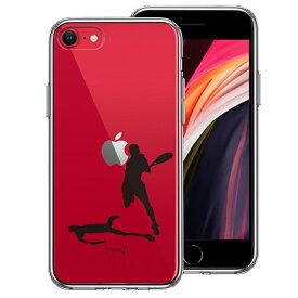 単品 iPhoneSE(第3 第2世代) 側面ソフト 背面ハード ハイブリッド クリア ケース テニス スマッシュ