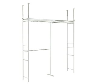 ハンガーラック つっぱり ワードローブ スリム 高さ調節可能 軽量タイプ 部屋干し 省スペース 北欧 組立簡単 伸縮式 壁面収納 スチール製 ホワイト