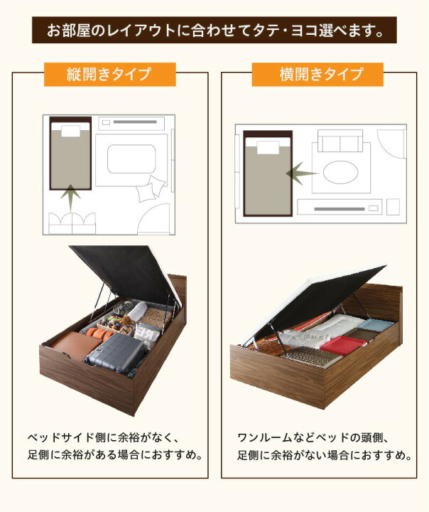 楽天市場】跳ね上げ開閉式 横開き マットレス付き シングル 