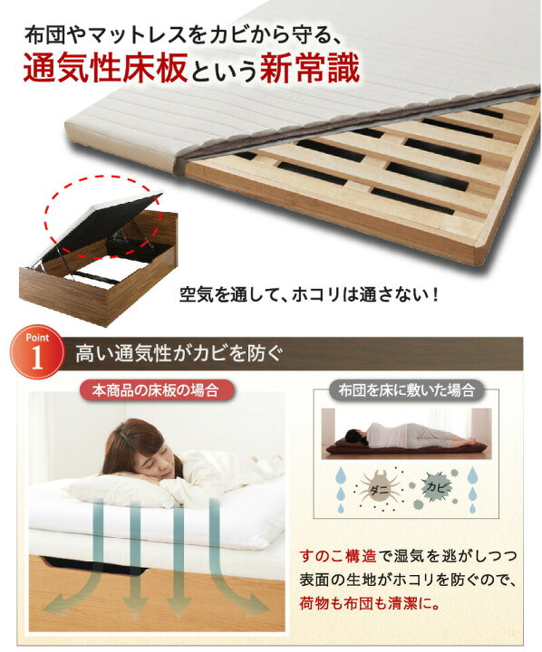 楽天市場】跳ね上げ開閉式 横開き マットレス付き シングル 