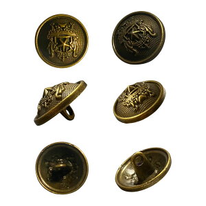 haoa ボタン 6個セット 金属ボタン アンティークゴールド メタルボタン 合金 フラット 平ボタン 縁あり 足つき 洋裁 洋服 手芸 クラフト 直径17mm 20mm 22mm