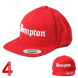 4Hunnid フォーハニッド 4HUNNID BOMPTON SNAPBACK ロゴ 刺繍 キャップ 帽子 ベースボールキャップ スナップバック キャップ BBCAP CAP シンプル B系 ストリート系 大きいサイズ 赤 RED ファッション 服 おしゃれ かっこいい 人気 ブランド