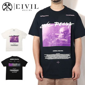 【40%OFF】 CIVIL REGIME シヴィル レジーム ETERNAL OBLIVION TEE 半袖 プリント Tシャツ 半袖Tシャツ 半そで リント グラフィック スカル ビンテージ ヴィンテージ ブラック 黒 ロゴ メンズ 海外ブランド 個性的 インポート ヒップホップ B系 ストリート 人気 ブランド