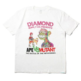 DIAMOND SUPPLY.CO Diamond Ape Ape vs Mutant Tee White NFT ロゴ 海外ブランド インポート メンズ ヒップホップ B系 ストリート 人気 ブランド 半袖 プリント Tシャツ 半袖Tシャツ 半そで ロゴ メンズ 海外ブランド 個性的 インポート