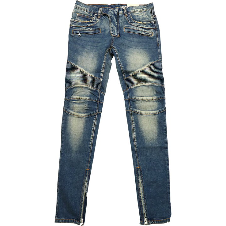 楽天市場】mnml ミニマル M14 STRETCH DENIM BLUE バイカーパンツ 