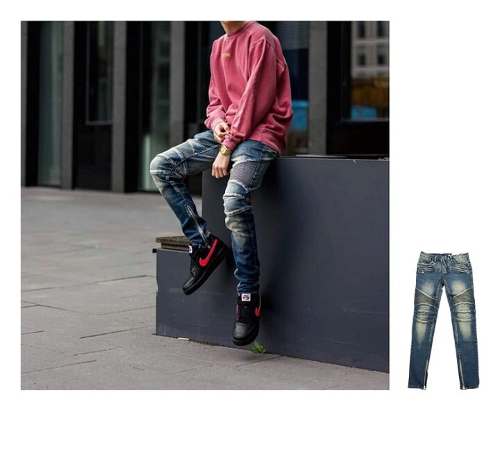 楽天市場】【20%OFF】 mnml ミニマル M14 STRETCH DENIM BLUE バイカー 
