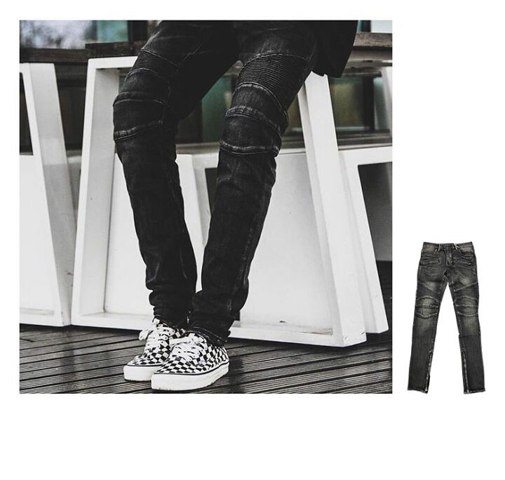 楽天市場】mnml ミニマル M14 STRETCH DENIM BLACK バイカーパンツ 