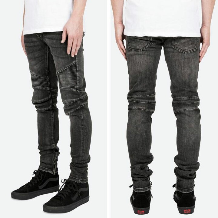 楽天市場】mnml ミニマル M14 STRETCH DENIM BLACK バイカーパンツ 