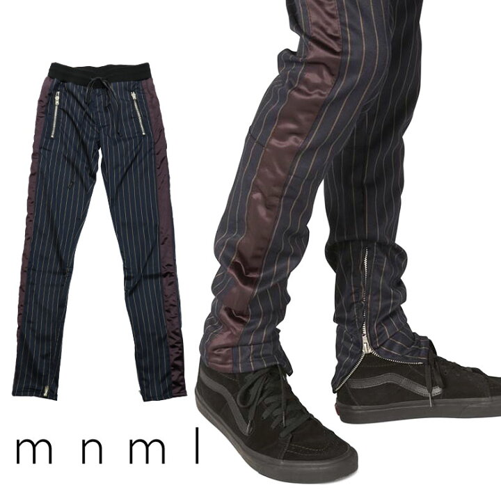 楽天市場】【50%OFF】 mnml ミニマル PINSTRIPE TRACK PANTS NAVY 