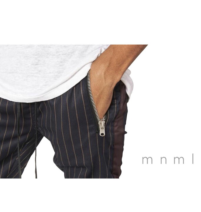 楽天市場】【50%OFF】 mnml ミニマル PINSTRIPE TRACK PANTS NAVY 