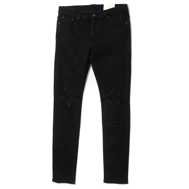 楽天市場】mnml ミニマル X1 STRETCH DENIM BLACK クラッシュ ダメージ 