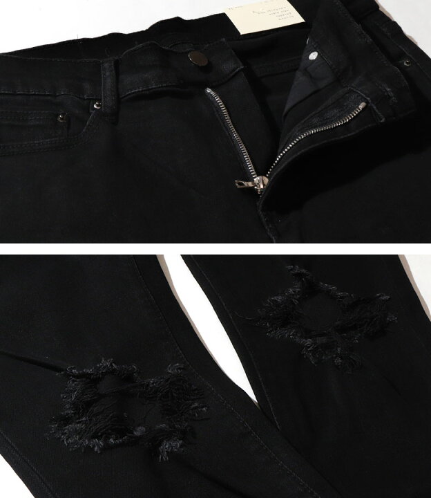 楽天市場】mnml ミニマル X1 STRETCH DENIM BLACK クラッシュ ダメージ 