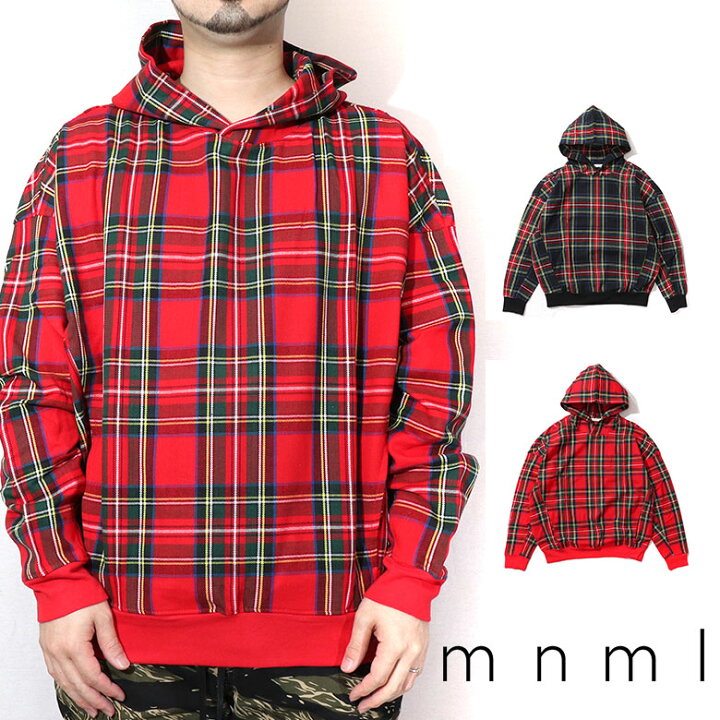 楽天市場】【50%OFF】 mnml ミニマル PLAID HOODIE ワイド ビッグ 