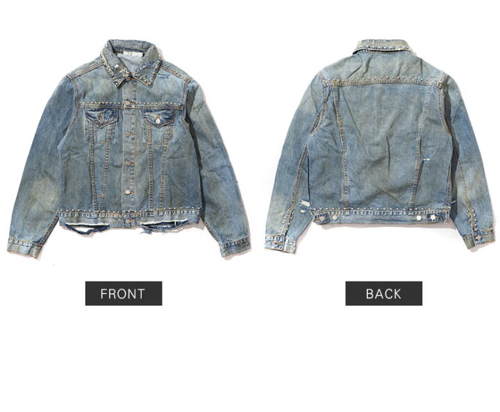 楽天市場】【60%OFF】 mnml ミニマル STUDDED DENIM TRUCKER ワイド  