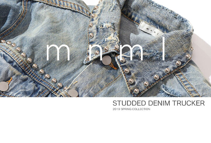 楽天市場】【70%OFF】 mnml ミニマル STUDDED DENIM TRUCKER ワイド 