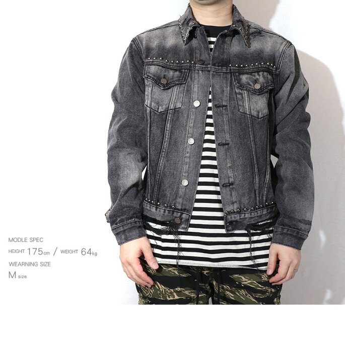 楽天市場】【60%OFF】 mnml ミニマル STUDDED DENIM TRUCKER ワイド  