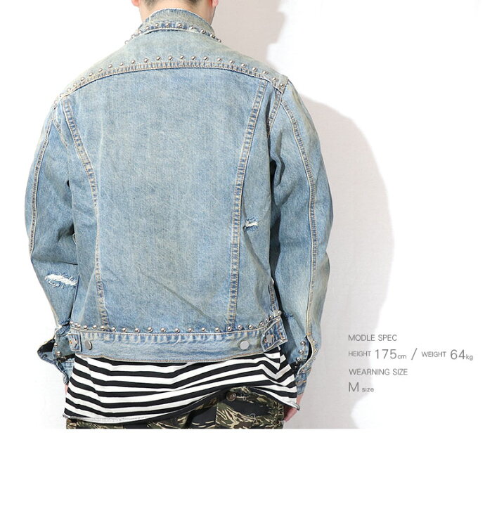 楽天市場】【60%OFF】 mnml ミニマル STUDDED DENIM TRUCKER ワイド  