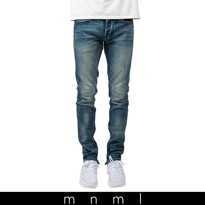 楽天市場】【20%OFF】 mnml ミニマル M34 DENIM BLUE クラッシュ 