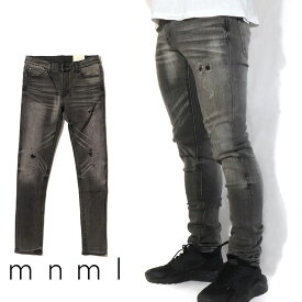 mnml ミニマル X145 STRETCH DENIM クラッシュ ダメージジーンズ ダメージ デニムパンツ デニム スキニー スキニージーンズ ストレッチ ジーンズ メンズ タイト デニム インポート ブランド ストリート ファッション ★Re