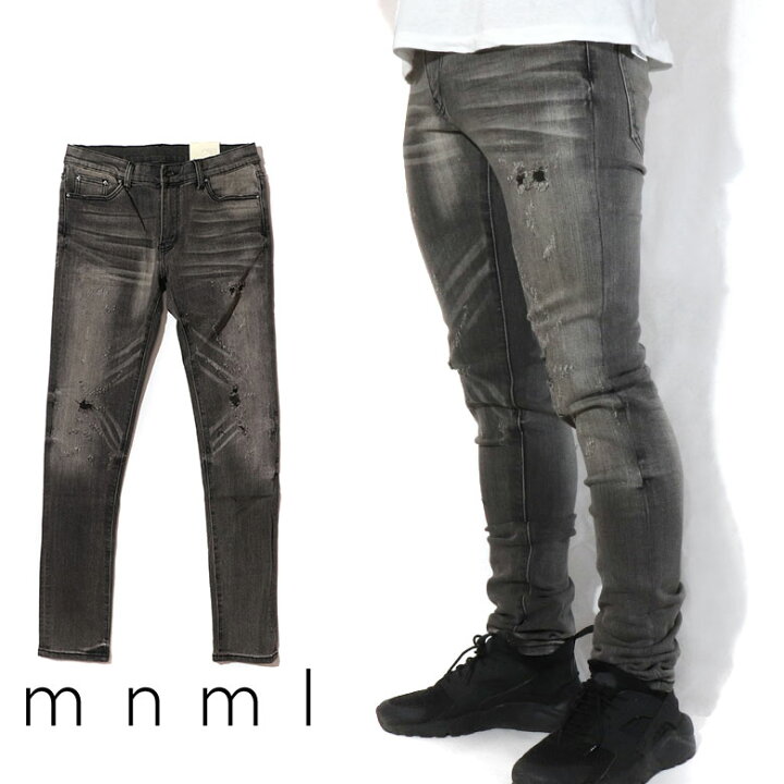 楽天市場】mnml ミニマル X145 STRETCH DENIM クラッシュ ダメージ  
