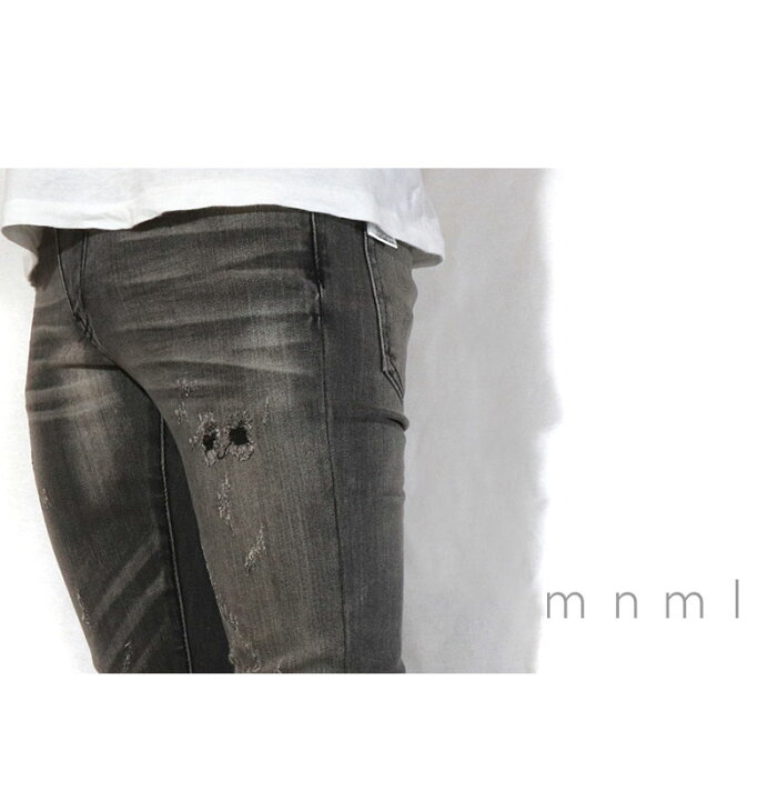 楽天市場】mnml ミニマル X145 STRETCH DENIM クラッシュ ダメージ 