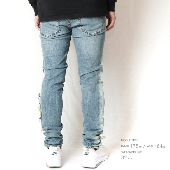 楽天市場】mnml ミニマル X161 STRETCH DENIM クラッシュ ダメージ 
