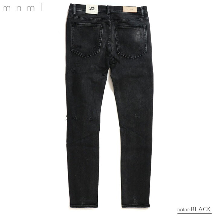 楽天市場】mnml ミニマル X162 STRETCH DENIM BLACK クラッシュ 