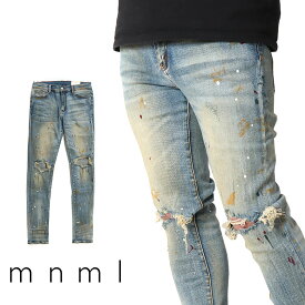 【20%OFF】 mnml ミニマル X188 STRETCH DENIM クラッシュ ダメージジーンズ ダメージ デニムパンツ デニム スキニー スキニージーンズ ストレッチ ジーンズ メンズ タイト デニム インポート ブランド ストリート ファッション