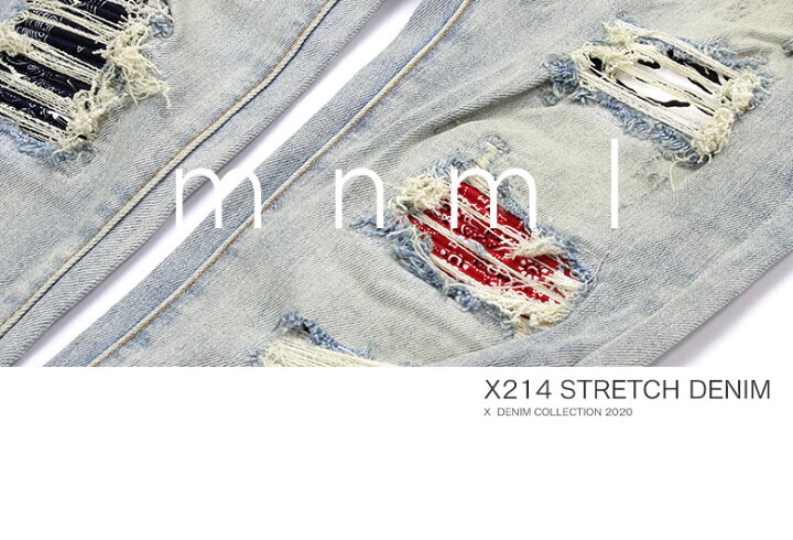楽天市場】mnml ミニマル X214 STRETCH DENIM クラッシュ ダメージ 